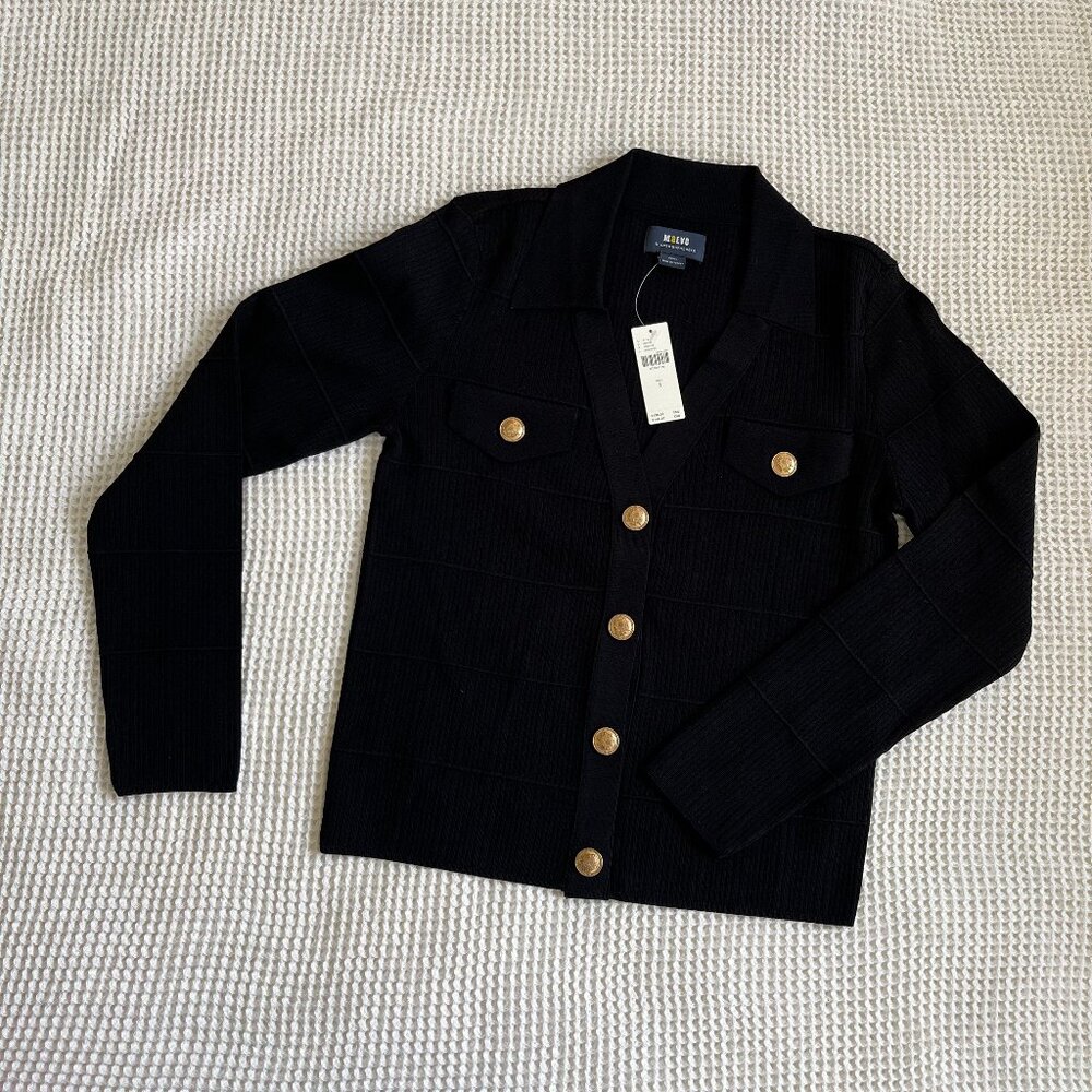 NWT Anthro Maeve Black Long Sleeve Cardigan Sweater Top -- Size S